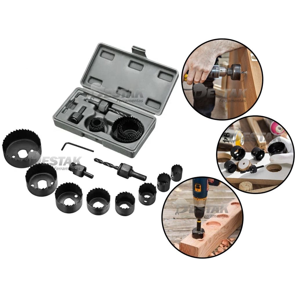 Jogo Serra Copo 11 Peças 19mm Ao 64mm Para Madeira