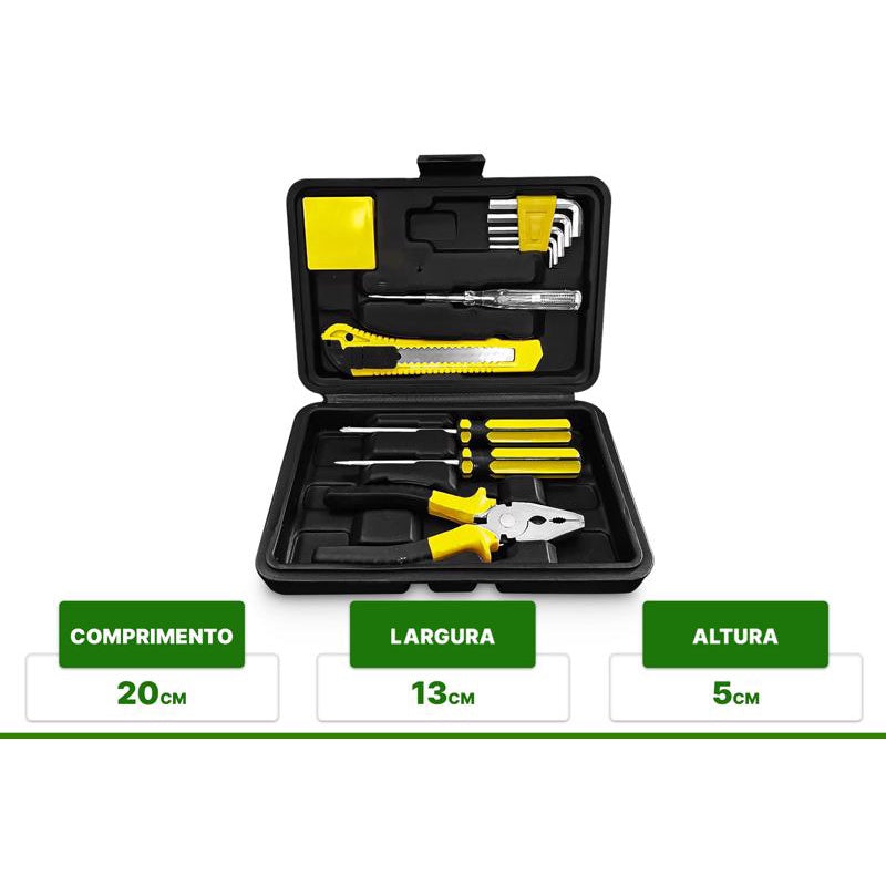 Jogo Ferramentas 11 Peças Com Parafusadeira Elét. Recarregável Biv