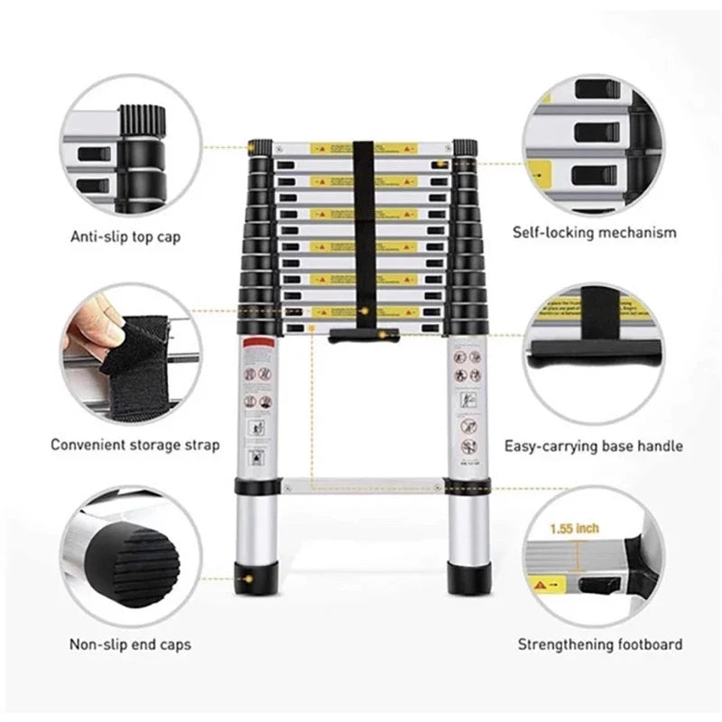 Escada Telescopica De Aluminio 5 Metros 13 Degraus