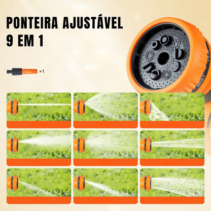 Mangueira Retrátil Carretel VEVOR 40m x 1/2" com Suporte de Parede Giratório 180°, Bico com 9 Jatos e Enrolamento Automático – Para Jardim, Quintal, Lavagem de Carros