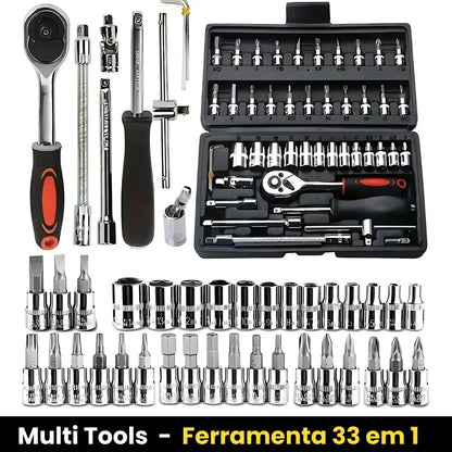 Kit Chave Catraca e Soquetes 46 Peças + Desconto de Lançamento