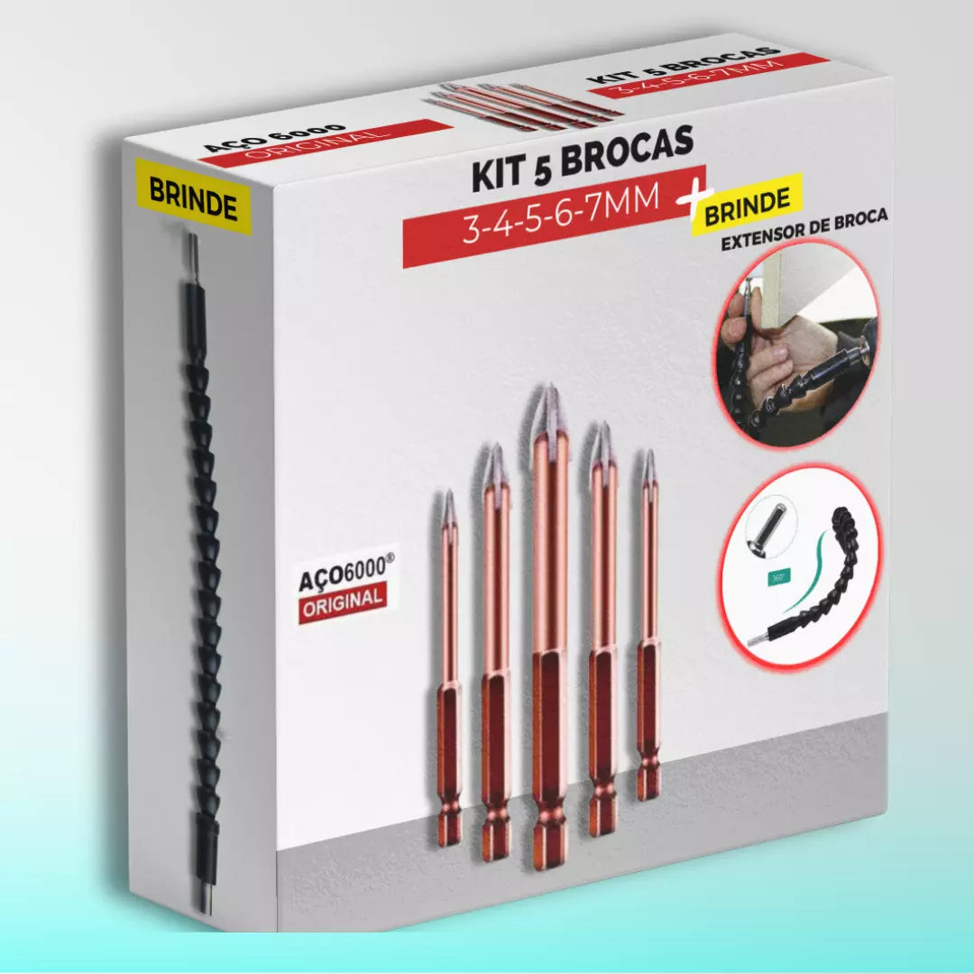 MasterDrill Performance™ - Kit 5 Brocas Universais Anti-ferrugem