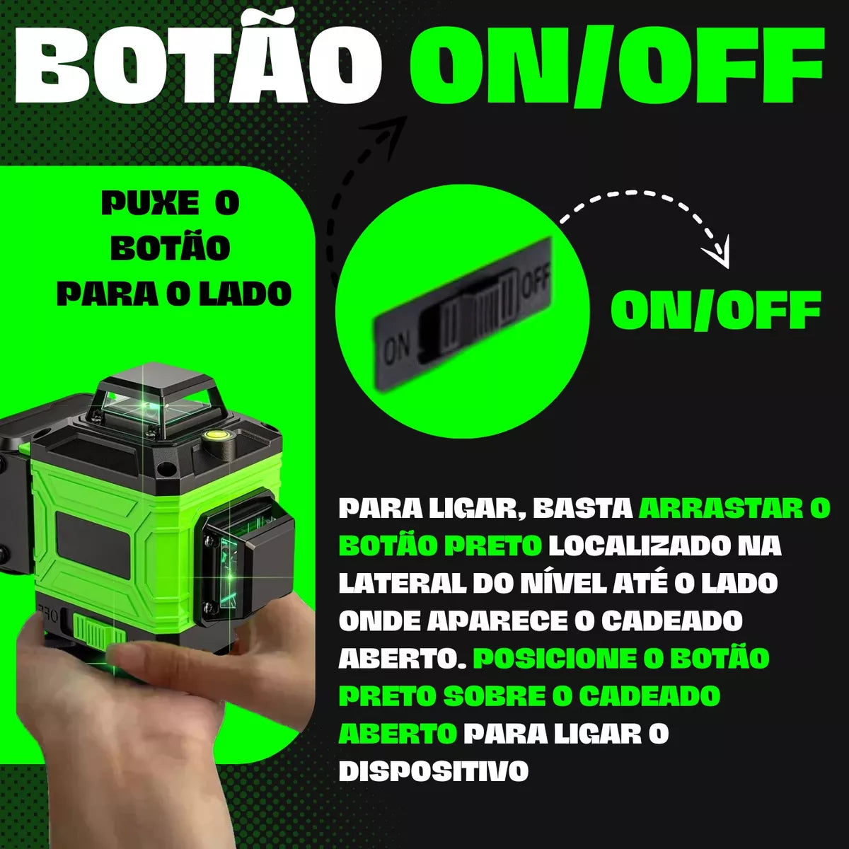 Kit Nível Laser Verde 12 Linhas 3D Profissional 40m com Tripé, Esquadro, Suporte e Controle – Recarregável