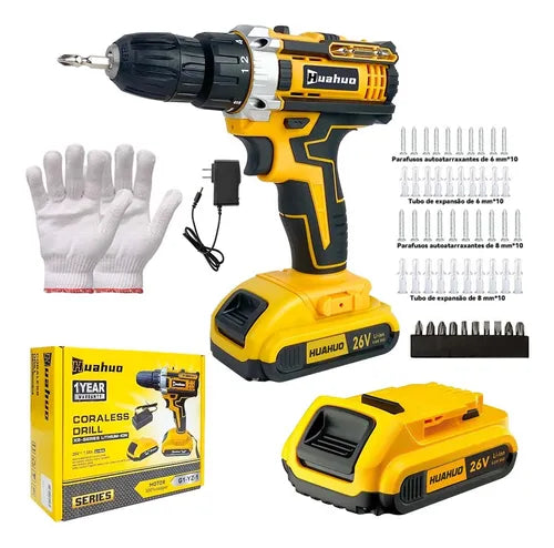 Parafusadeira e Furadeira Huahuo 48V - Bateria de Brinde