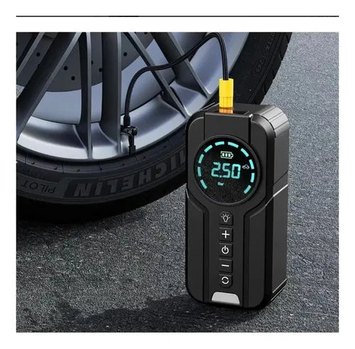 Bomba de Ar Portatil Compressor Inflator Multi-função 4 em 1 PowerBank 8kmah Bateria Calibrador de Carro Auto Pneu