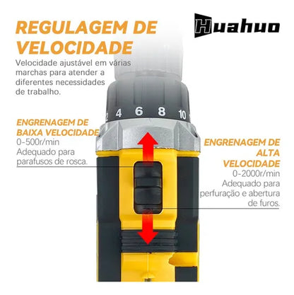 Parafusadeira e Furadeira Huahuo 48V - Bateria de Brinde