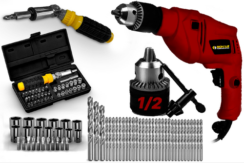 Furadeira Impacto Schulz 500w Com Jogo 41 Peças e Brocas