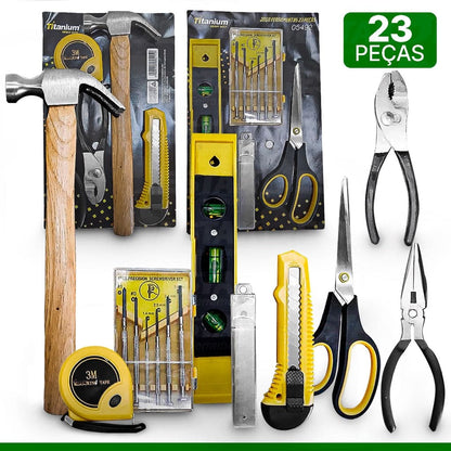 Jogo De Ferramentas Com 23 Peças Aço Carbono Titanium