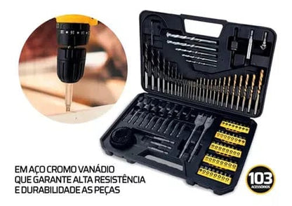 Jogo De Brocas Titânio Profissional  Para Furadeira Com Maleta 103 Peças