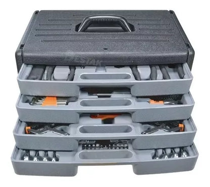 Kit 199 Peças Ferramentas Combinadas Em Aço Com Maleta