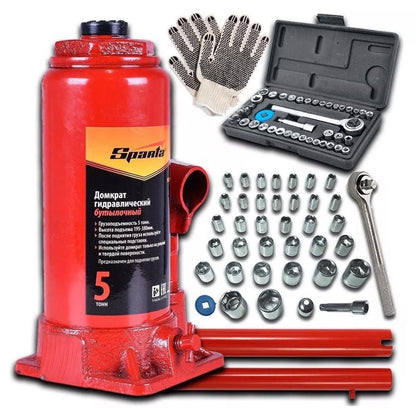 Macaco Garrafa Hidráulico 5 Toneladas + Kit Ferramentas 40pç