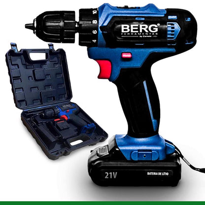 Parafusadeira Furadeira Elétrica Sem Fio 21v Mandril 3/8 Maleta Com Acessórios