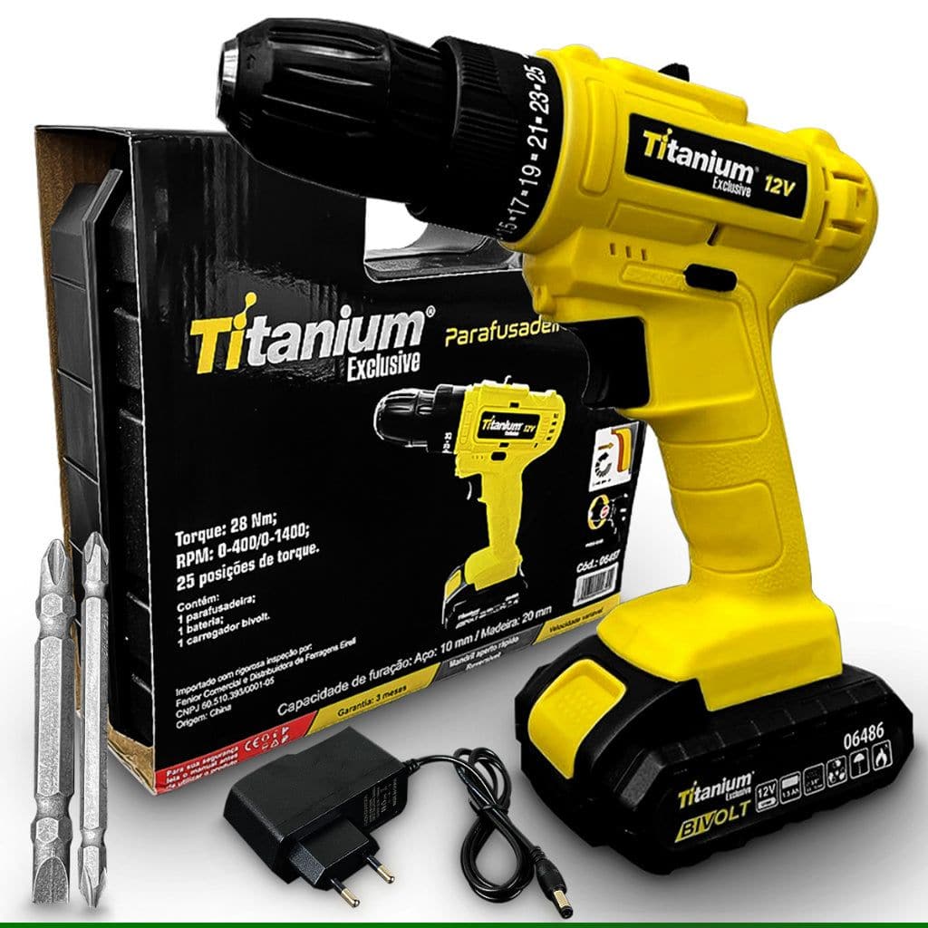 Parafusadeira e Furadeira Bateria 12v Bivolt 3/8'' Parafusadeira Impacto Sem Fio