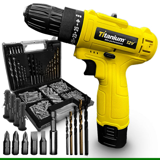 Kit Parafusadeira 12v 3/8 Bivolt Titanium 300 Peças