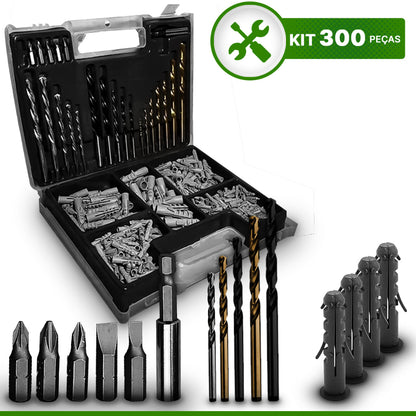 Kit Parafusadeira 12v 3/8 Bivolt Titanium 300 Peças