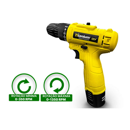 Kit Parafusadeira 12v 3/8 Bivolt Titanium Com 11 Peças