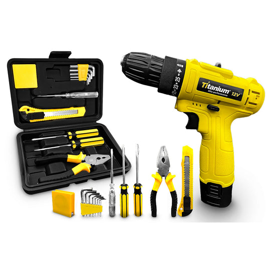 Kit Parafusadeira 12v 3/8 Bivolt Titanium Com 11 Peças