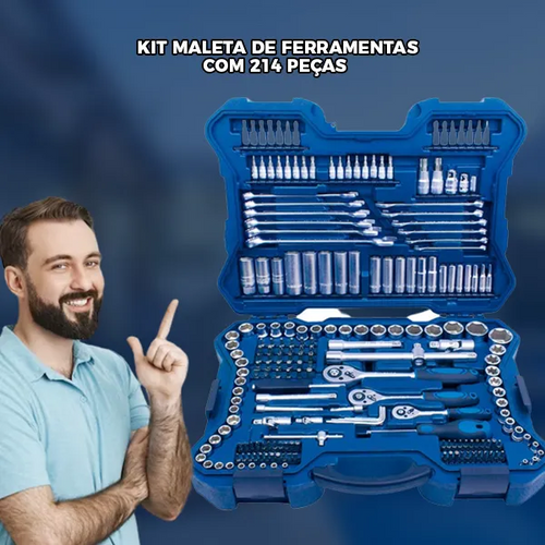 Kit maleta de ferramentas com 214 peças