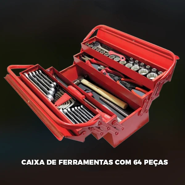 Maleta de Ferramentas Profissional com 64 Peças - GEODORE RED