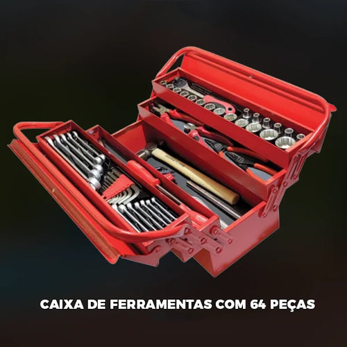 Maleta de Ferramentas Profissional com 64 Peças - GEODORE RED