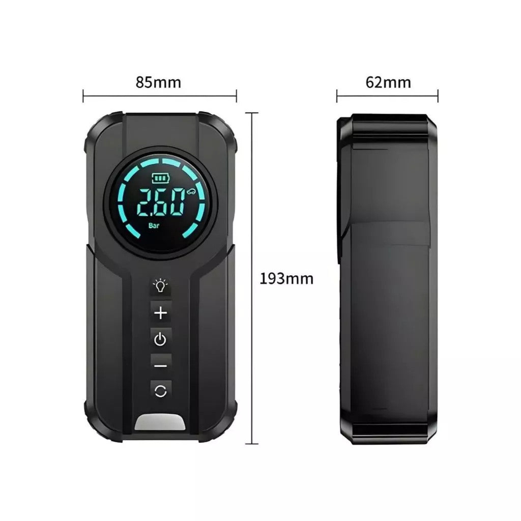 Bomba de Ar Portatil Compressor Inflator Multi-função 4 em 1 PowerBank 8kmah Bateria Calibrador de Carro Auto Pneu
