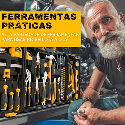 Kit Maleta com 200 Ferramentas em Aço-Cromo